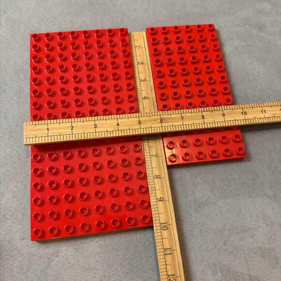 Lot of 2 Lego Duplo Baseplates Red 8x16 6x12 Replacement Pieces Parts Blocks - Picture 4 of 4